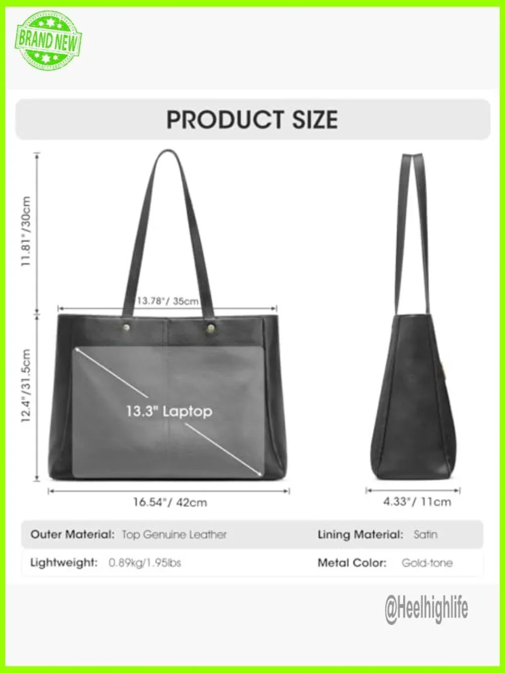 Large Leather Tote Satchel with Luggage Sleeve, Multi-Compartment Work Bag